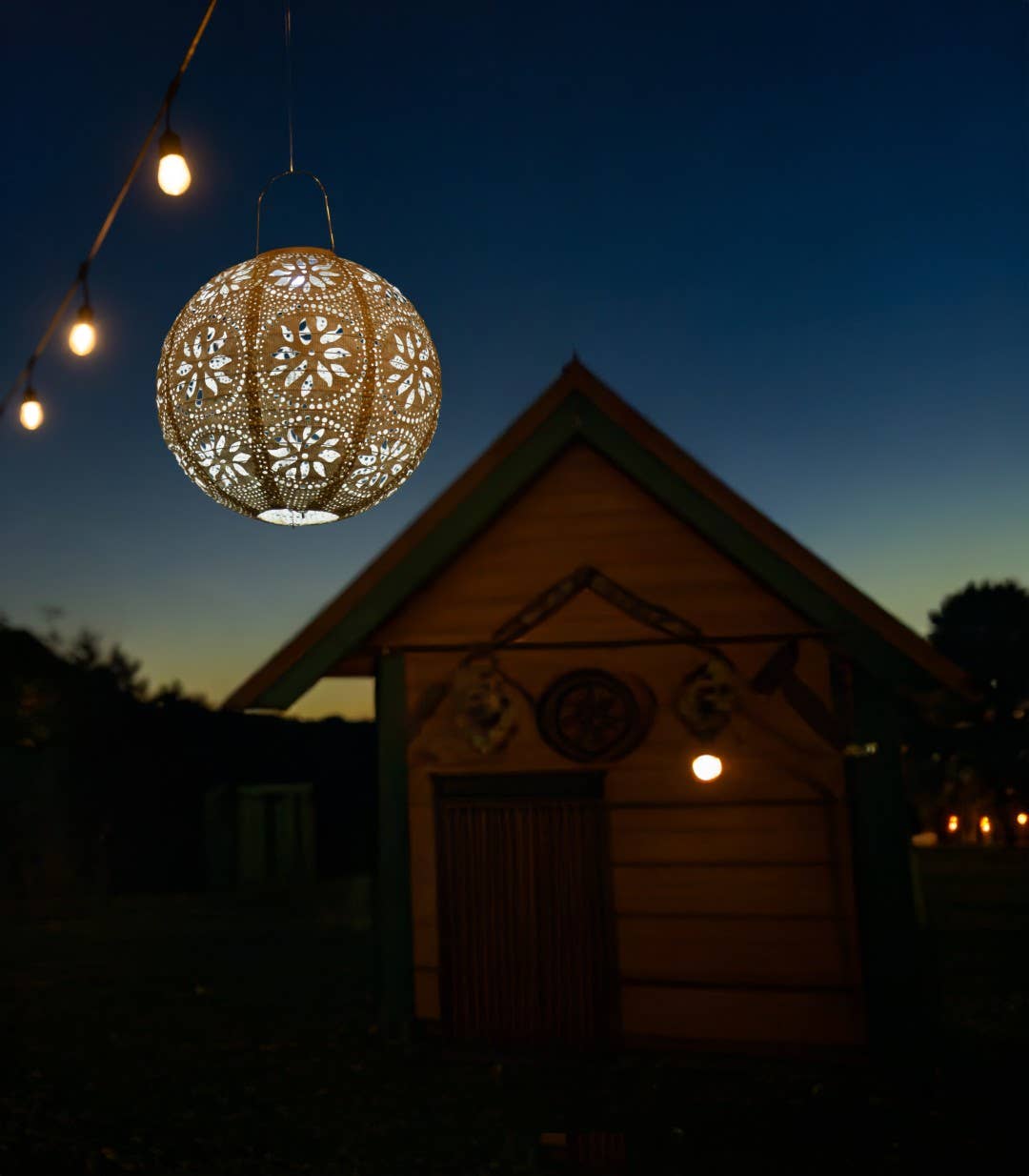 *NEW* Stella Luxe 12" Globe Boho Battery Lantern - Pearl