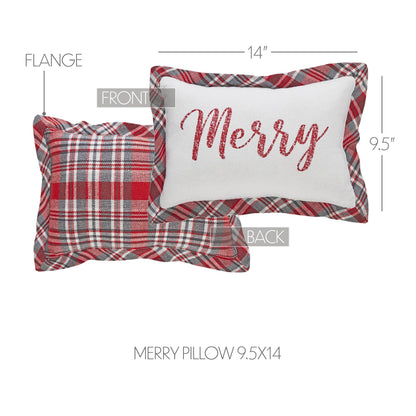 Gregor Plaid Christmas Merry Throw Pillow 9.5x14