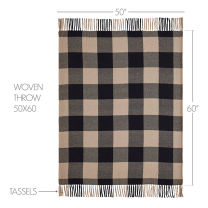 Black Tan Buffalo Check Woven Throw Blanket 50x60
