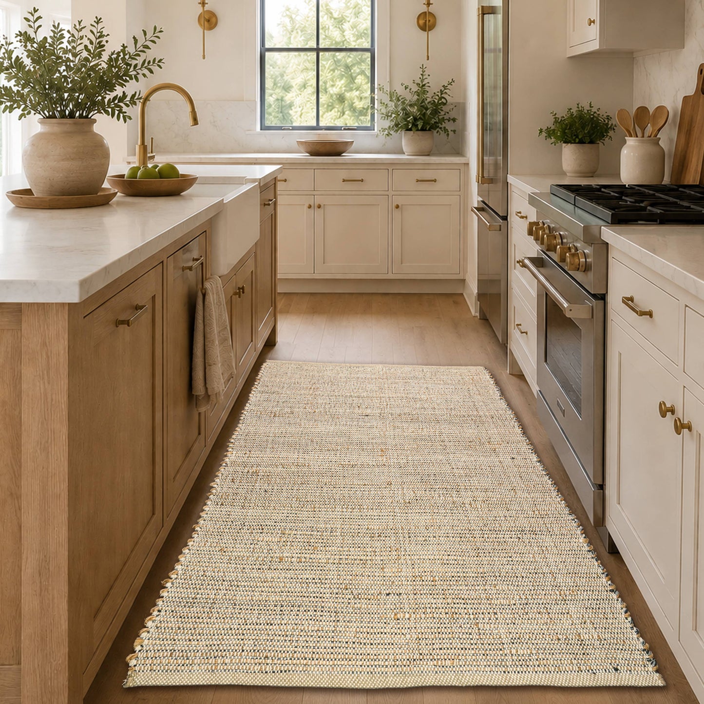 Jute Chindi Rug-Natural Jute-Greys, 3'x5'.