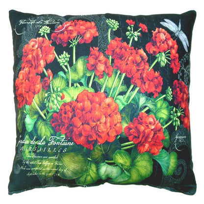 Pillow - Red Geranium (Black) - indoor / outdoor cushion