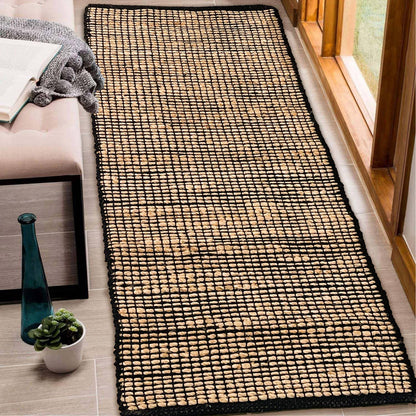 Monterey Jute/Cotton Runner Rug-Natural Jute/Black-2'x5'
