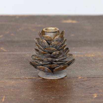 BRONZE PINECONE TAPER CANDLE HOLDER