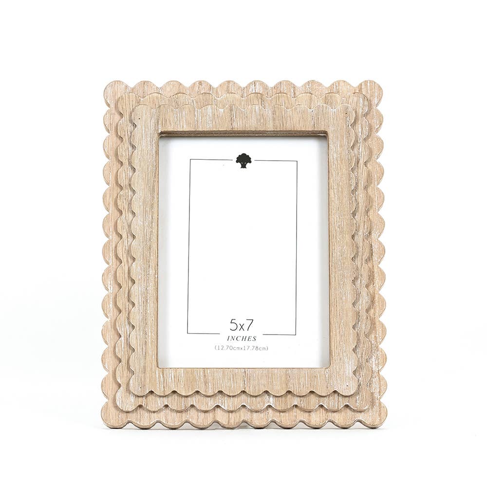 Wood photo frame SCALLOP for 5x7 pic, natural - 17028
