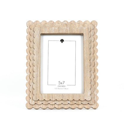 Wood photo frame SCALLOP for 5x7 pic, natural - 17028