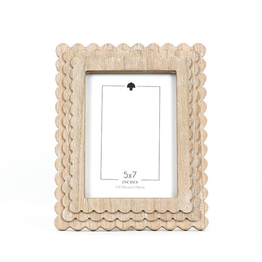 Wood photo frame SCALLOP for 5x7 pic, natural - 17028