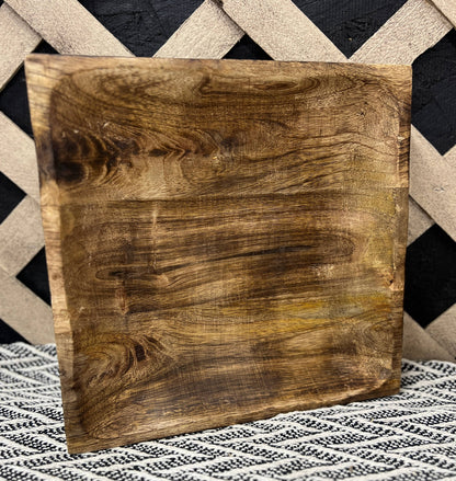 Dark Wood Square Tray 10x10x1.5in