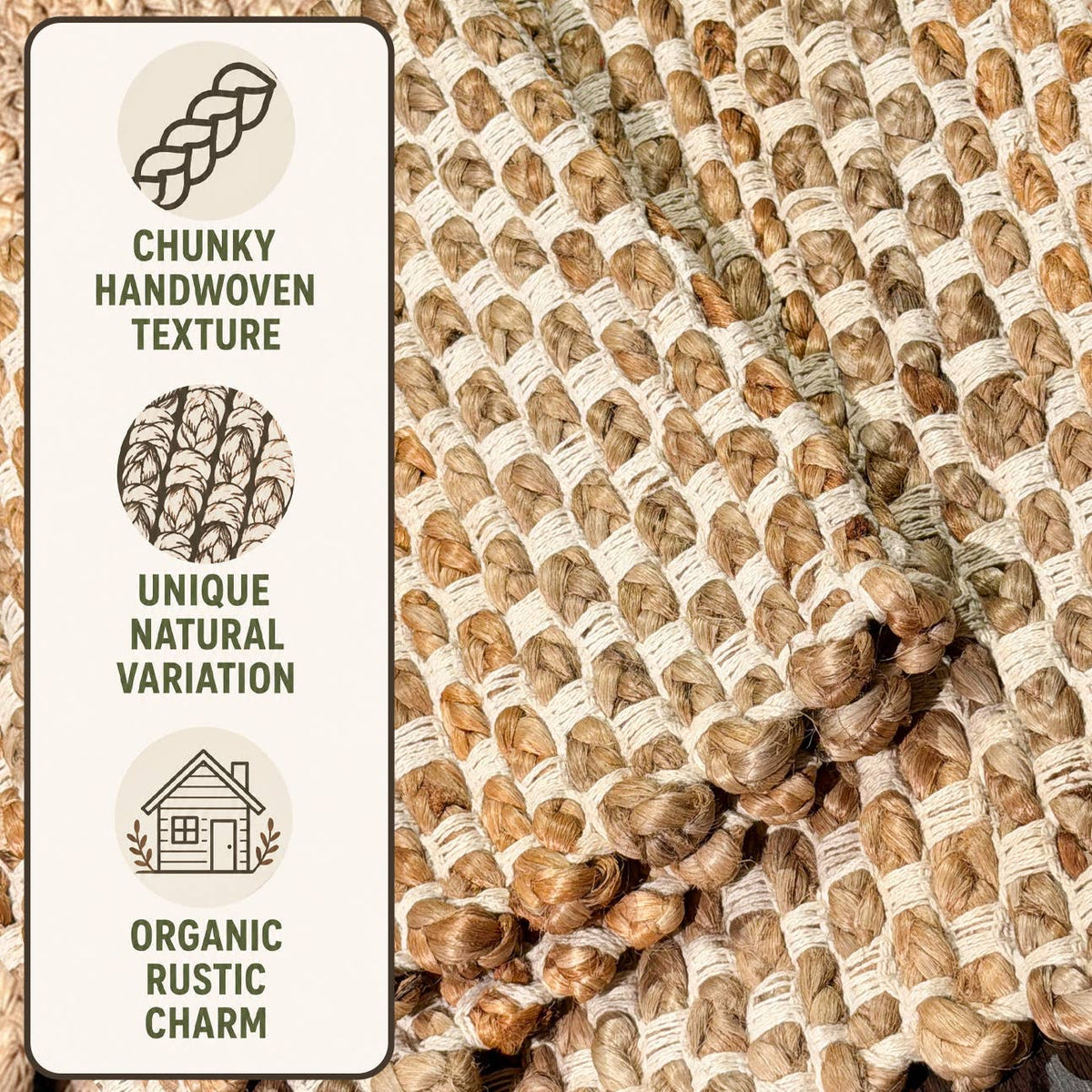 Boucle Jute/Cotton Rug-Natural Jute/Ivory-2'x3'